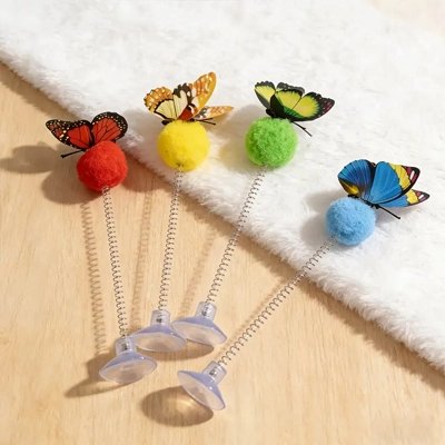 Jouet pour Chat 4 couleurs et papillon différents posés sol