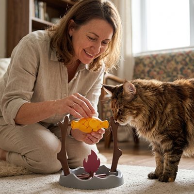 jouet pour Chat avec la cuisse de poulet qui tourne à 360°