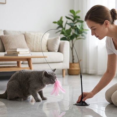 Jouet pour chat baguette flexible noire 