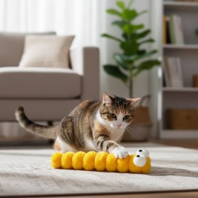 Jouet pour chat belle chenille jaune