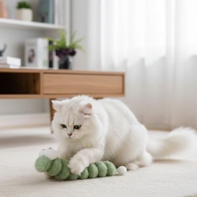 Jouet pour chat belle chenille verte