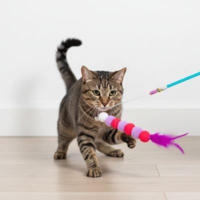 Jouet pour Chat canne à pêche bleue | catpêche - chatjoue - Chatjoue
