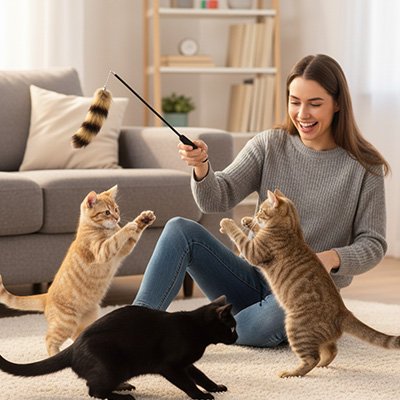 Jouet pour chat canne à pêche télescopique 