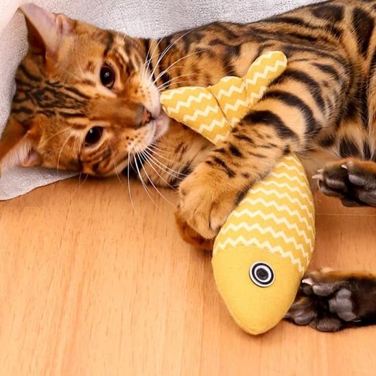 Jouet Poisson en Tissu pour Chat - Interactif & Anti - Ennui | Chatjoue - Chatjoue