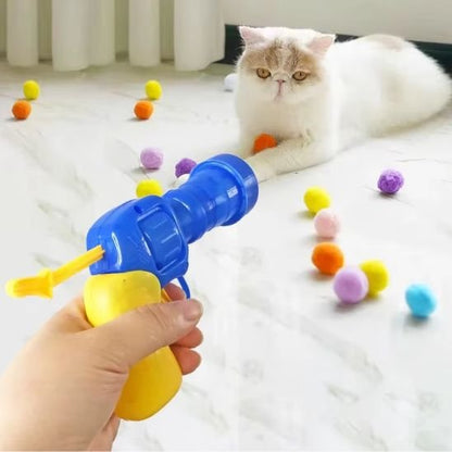 Jouet pour chat pistolet à pompons et balles| Interactif - Chatjoue