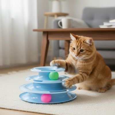 Jouet pour chat de couleur bleu