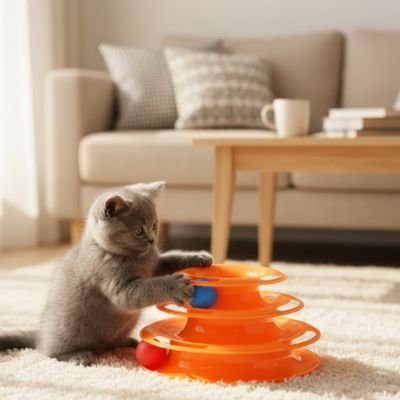 Jouet pour chat  de couleur orange
