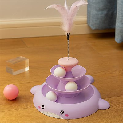 Jouet pour chat pyramide 3 étages | Stimulantballe - chatjoue - Chatjoue