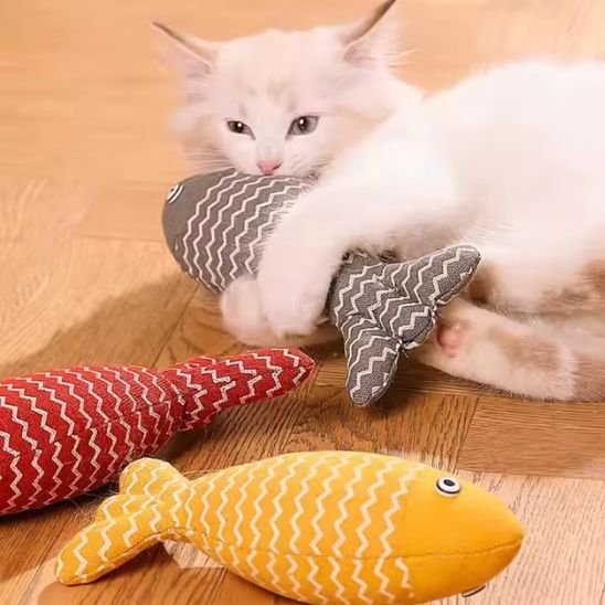 Jouet Poisson en Tissu pour Chat - Interactif & Anti - Ennui | Chatjoue - Chatjoue