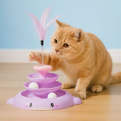 Jouet pour chat pyramide 3 étages | Stimulantballe - chatjoue - Chatjoue