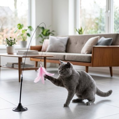 Jouet pour chat fixation par ventouse et clipse 