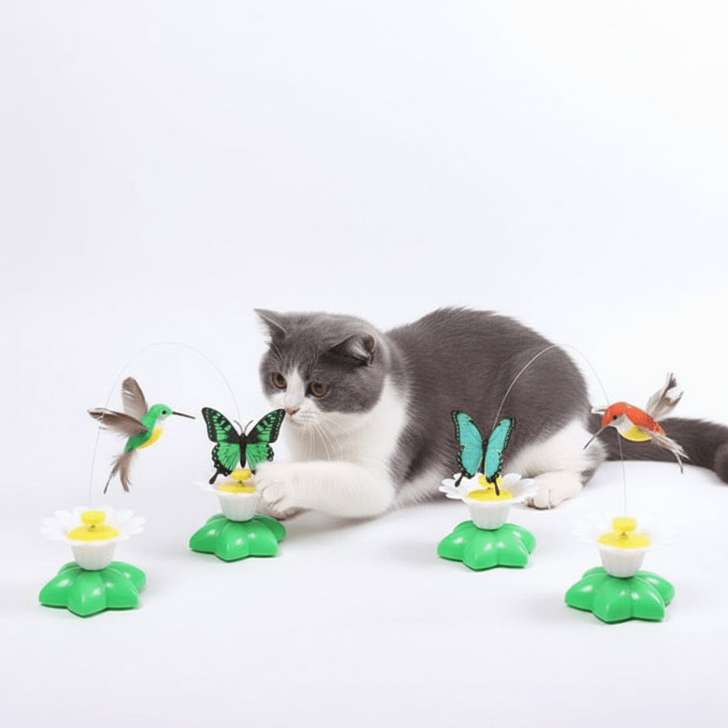 Jouet pour Chat Interactif | jolie fleur papillon colibri | FélinStimul - Chatjoue