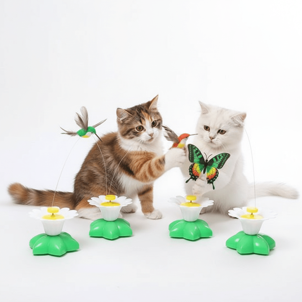 Jouet pour Chat Interactif | jolie fleur papillon colibri | FélinStimul - Chatjoue