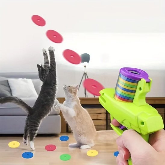 Jouet pour chat interactif pistolet et jetons| ChasseFun - Chatjoue
