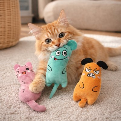 Jouet pour chat peluche avec visages | Instinct Félin - chatjoue - Chatjoue