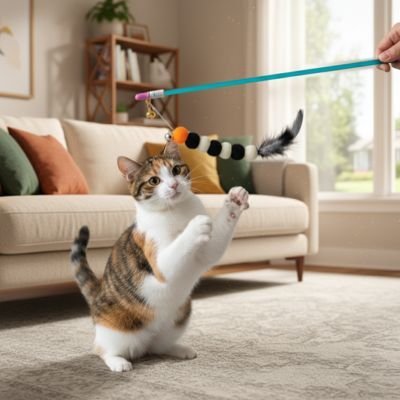 Jouet pour Chat canne à pêche bleue | catpêche - chatjoue - Chatjoue