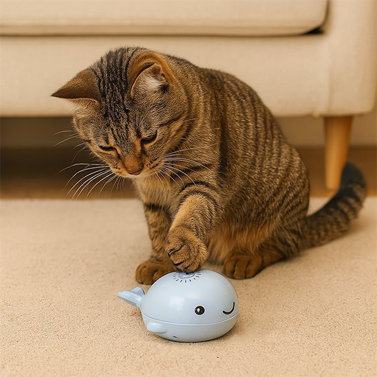 Jouet pour Chat baleine bleue a soufflement | Interactif Durable - chatjoue - Chatjoue