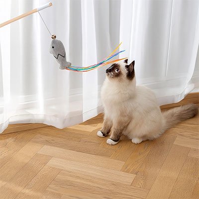 Jouet pour chat baguette et poisson | Interactif Félin - Chatjoue