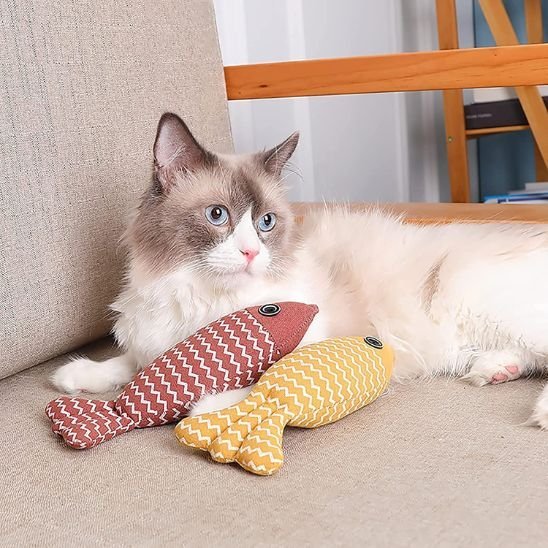 Jouet Poisson en Tissu pour Chat - Interactif & Anti - Ennui | Chatjoue - Chatjoue