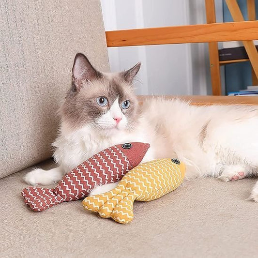 Jouet Poisson en Tissu pour Chat - Interactif & Anti - Ennui | Chatjoue - Chatjoue