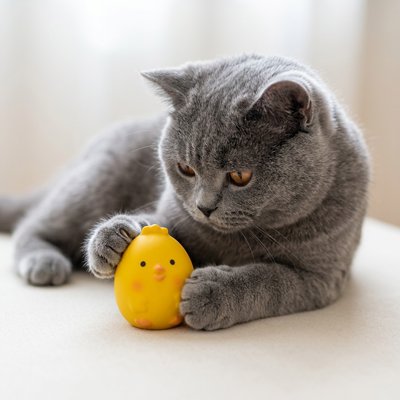 Jouet pour Chat petit poussin jaune