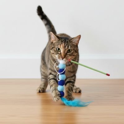 Jouet pour Chat canne à pêche bleue | catpêche - chatjoue - Chatjoue