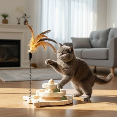 Jouet pour Chat Interactif tourne boules scandinave | Félinsitmule - chatjoue - Chatjoue