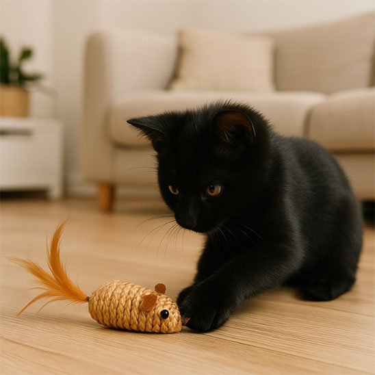 Jouet pour Chat Interactif souris en sisal et plumes - Chatjoue