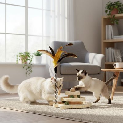 Jouet pour Chat Interactif tourne boules scandinave | Félinsitmule - chatjoue - Chatjoue