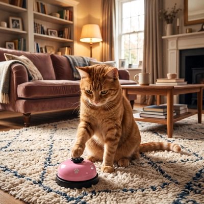Jouet pour Chat rose et chat tigré dans salon 