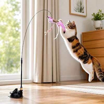 Jouet pour Chat se fixe par ventouse sur tous supports propres 