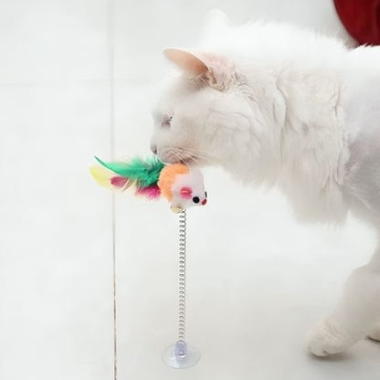 Jouet pour chat interactif oiseau sur tige et ventouse - Chatjoue