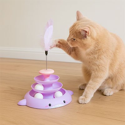 Jouet pour chat pyramide 3 étages | Stimulantballe - chatjoue - Chatjoue