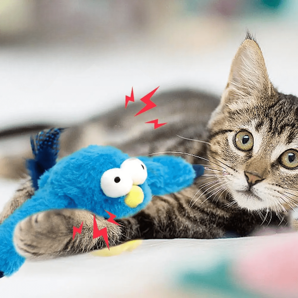 Jouets Interactifs Pour Chat - ChirpingFlappingBird™ - Bleu - Chatjoue