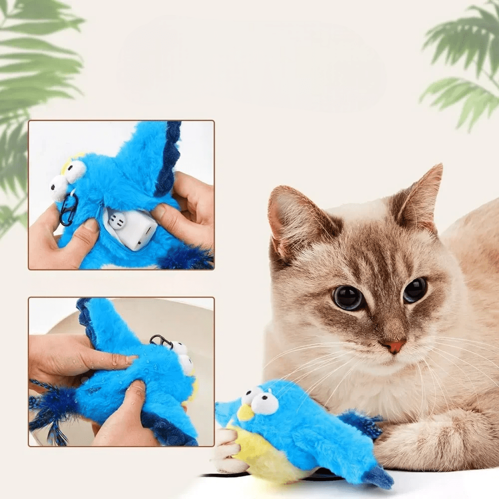Jouets Interactifs Pour Chat - ChirpingFlappingBird™ - Bleu - Chatjoue