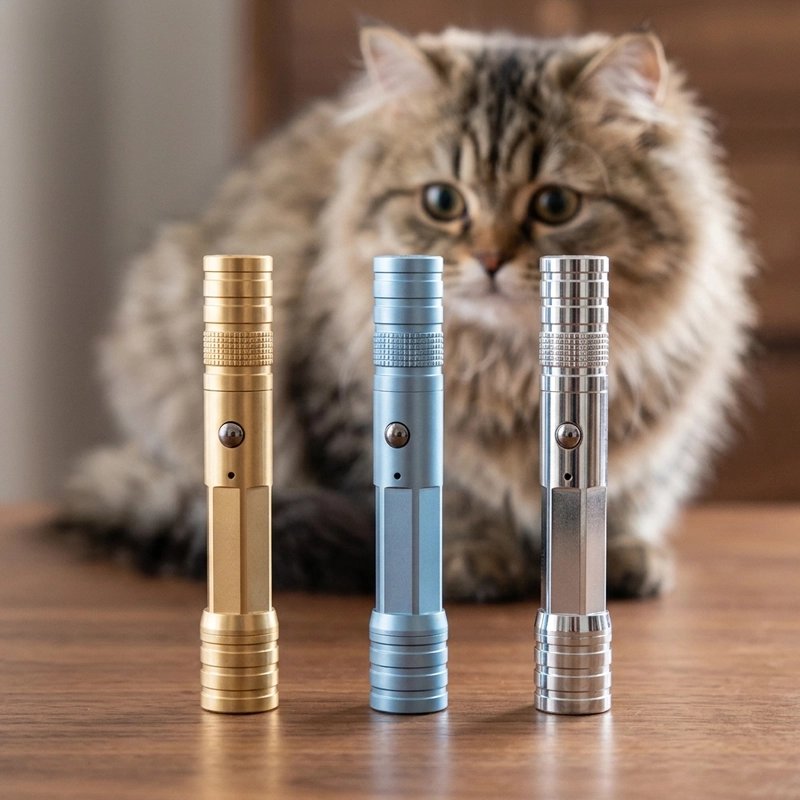 Laser pour chat couleur bleu or et argenté 