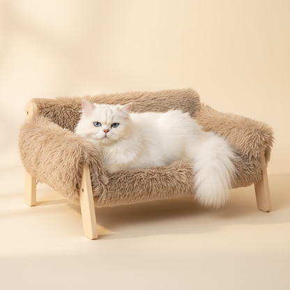 Lit chat beige - fond clair chaud