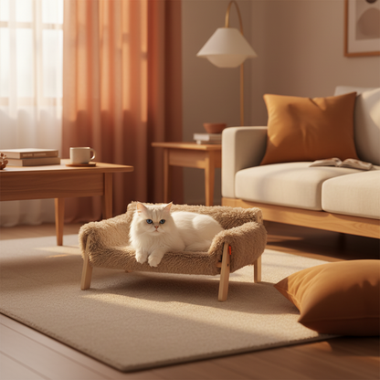 Lit chat beige - salon chaleureux