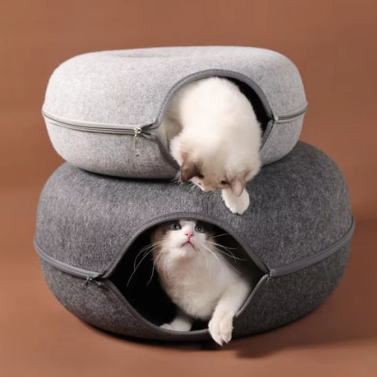 Lit chat de 2 couleur gris foncé et gris clair