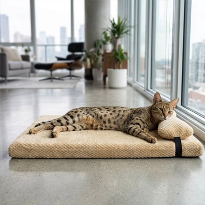 lit Chat de couleur beige