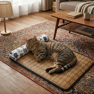 Lit chat de couleur blanc avec chat