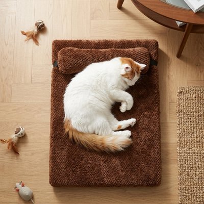lit Chat de couleur marron foncé avec coussin amovible