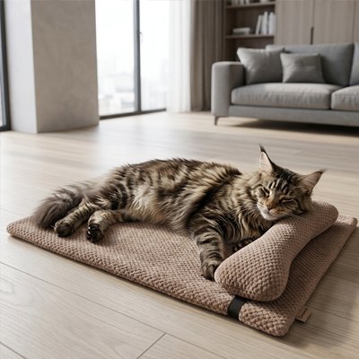 lit Chat de couleur marron 