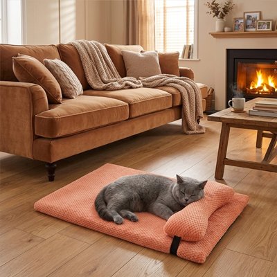 lit Chat de couleur rose avec coussin amovible