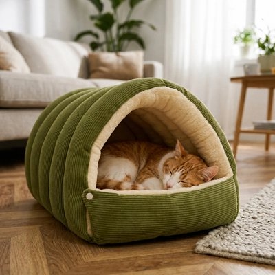 Lit Chat en velours côtelé vert