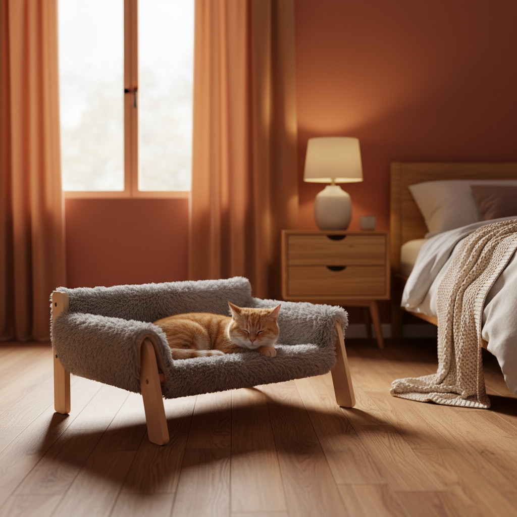 Lit chat gris foncé - chambre chaude