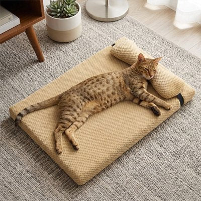 lit Chat rectangle en tissu nid d'abeille