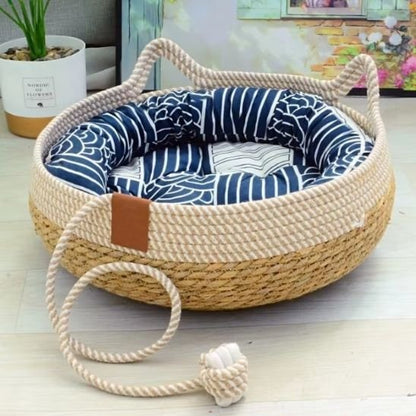 Lit pour chat avec coussin de couleur bleu