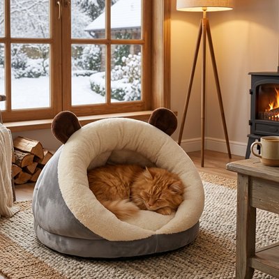 Lit pour Chat avec des oreilles sur le dessus