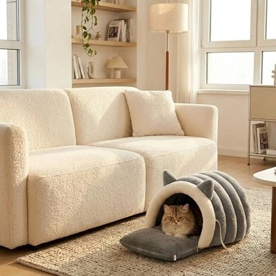 Lit pour Chat couleur gris